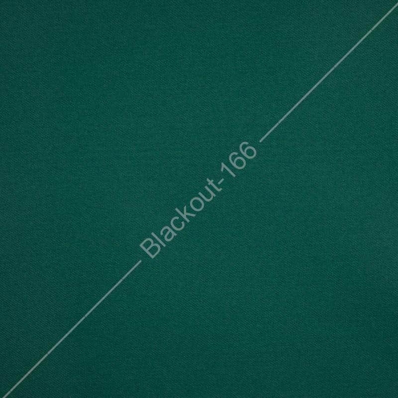 Zielony materiał tekstylny z oznaczeniem Blackout-166, przeznaczony do zaciemniania pomieszczeń.